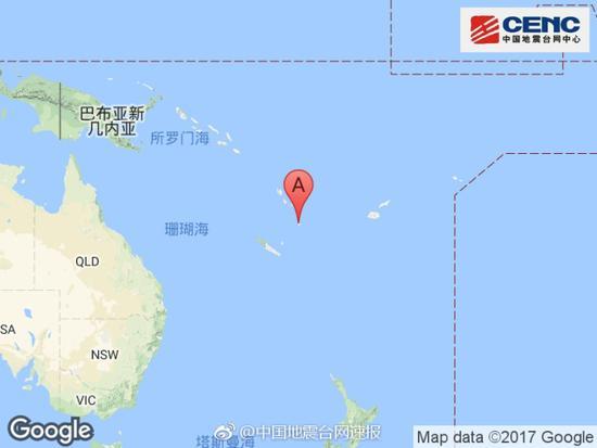 南太平洋島國(guó)瓦努阿圖群島發(fā)生6.4級(jí)地震 震源深度205千米